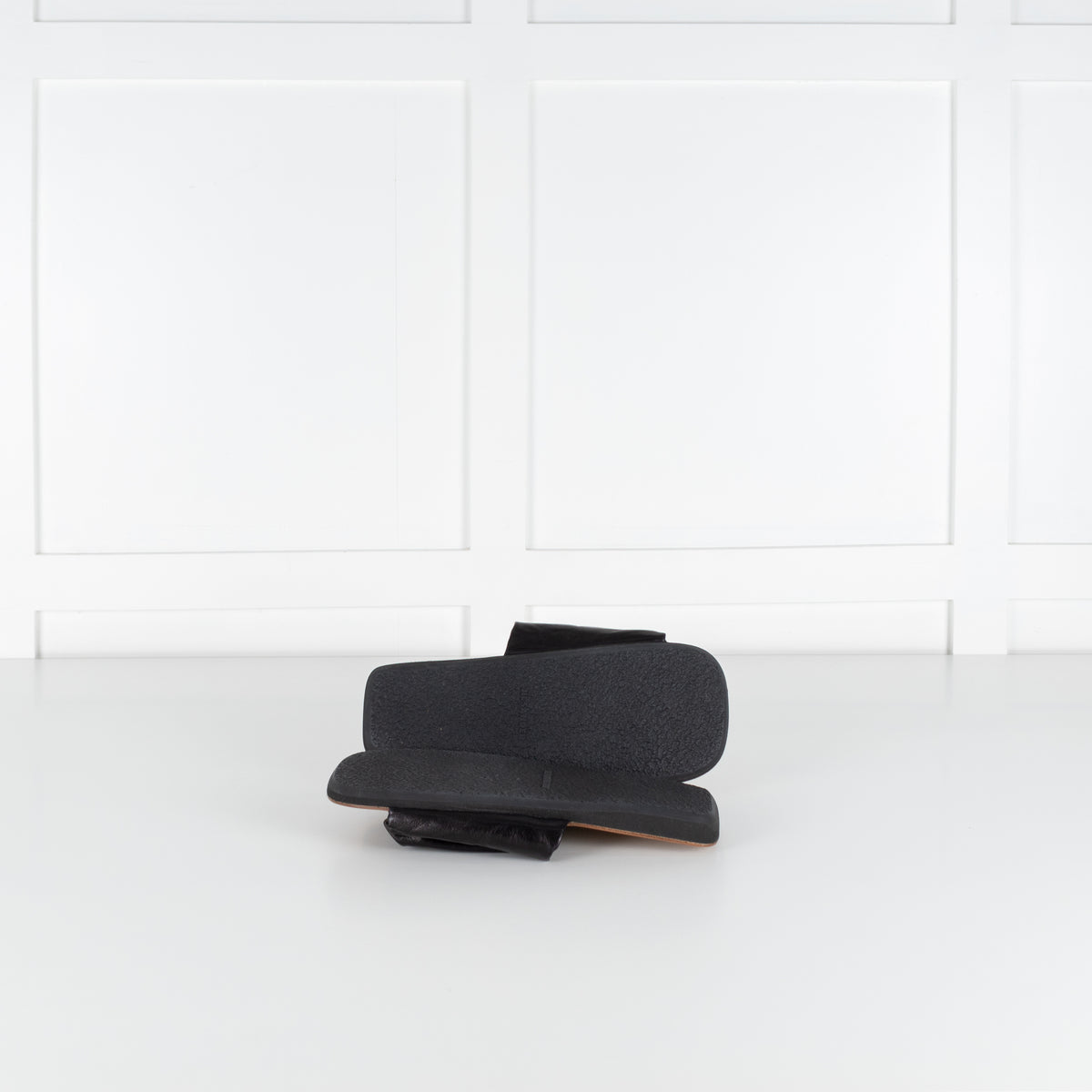 Jil Sander Black Ruffled Leather Sandal