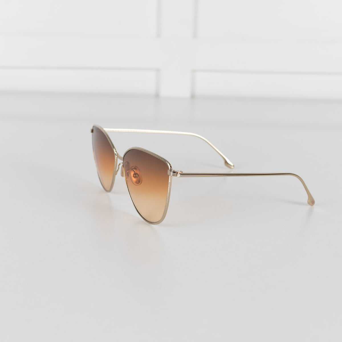 Victoria Beckham Gold Cat Eye Sunglasses With Brown Gradient Lens