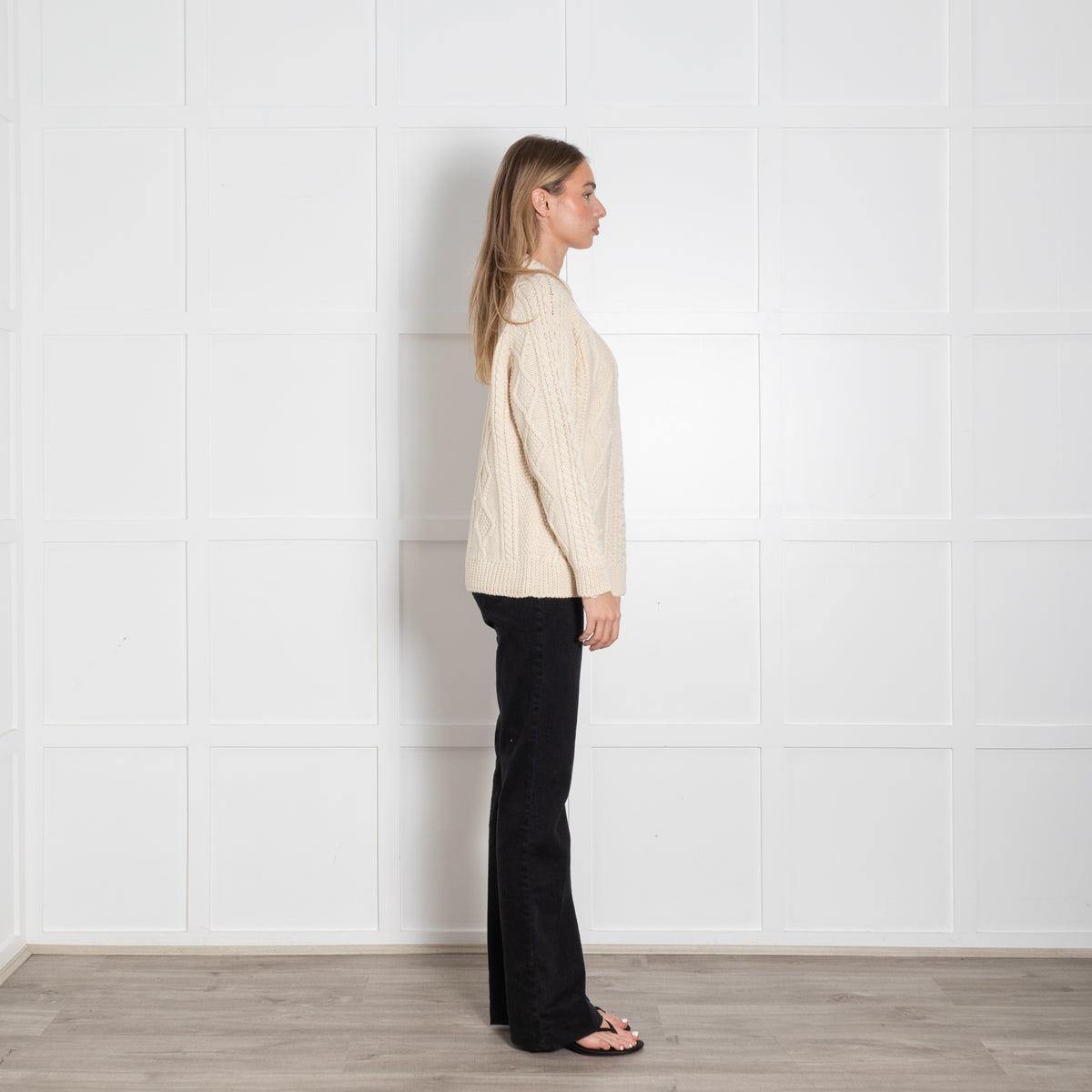 &Daughter Cream Aran Chunky Knit Crewneck