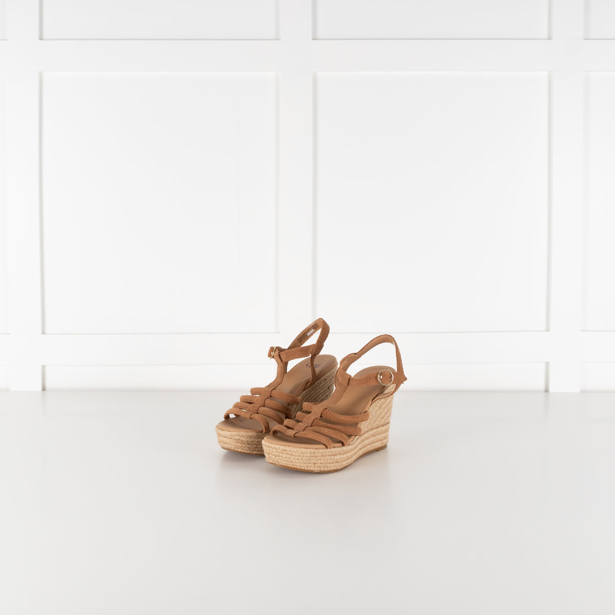 Ugg Tan Brown Suede Strappy Wedge Sandals