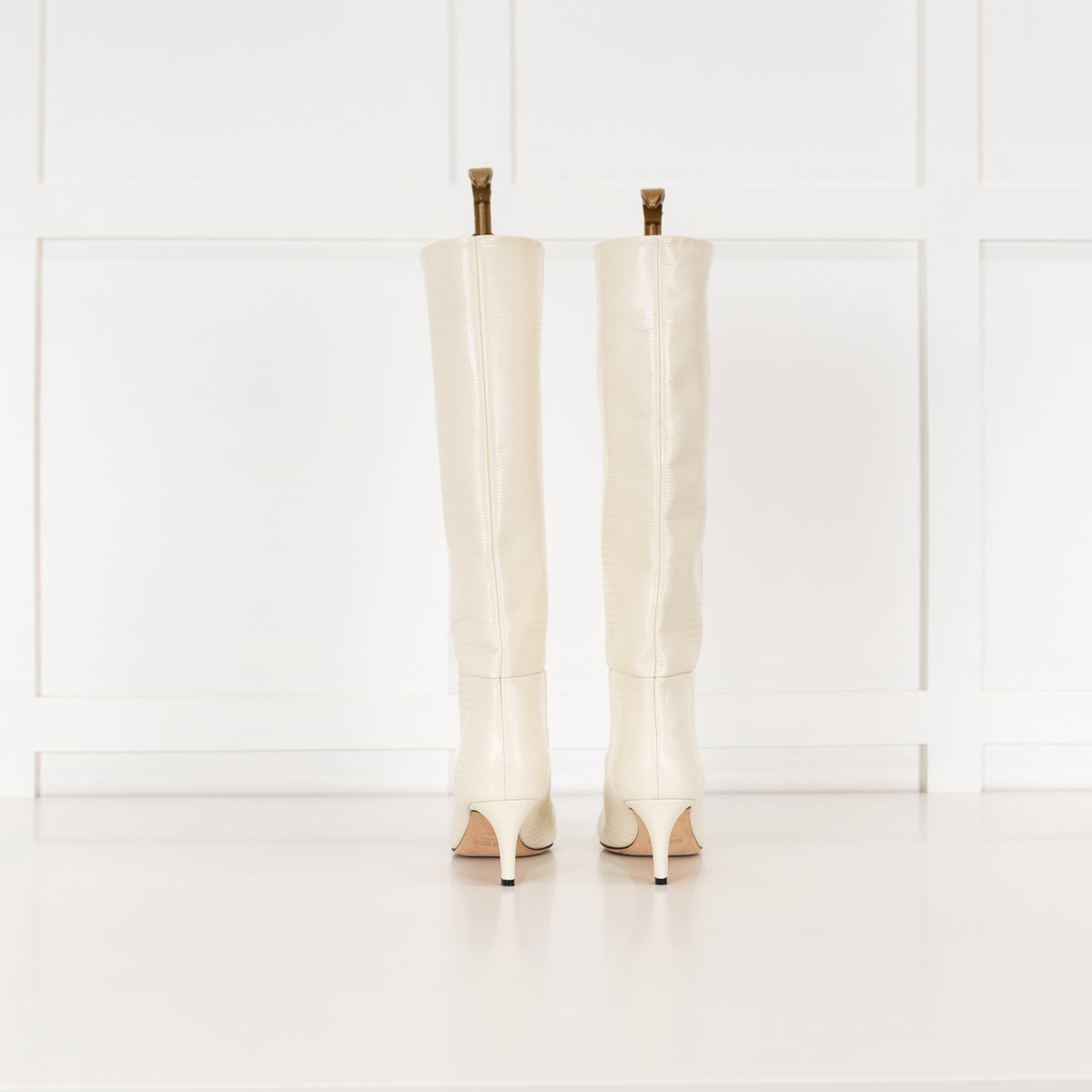 Paris Texas White Mock Snake Heeled Boots