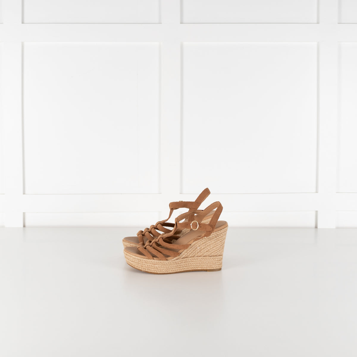Ugg Tan Brown Suede Strappy Wedge Sandals