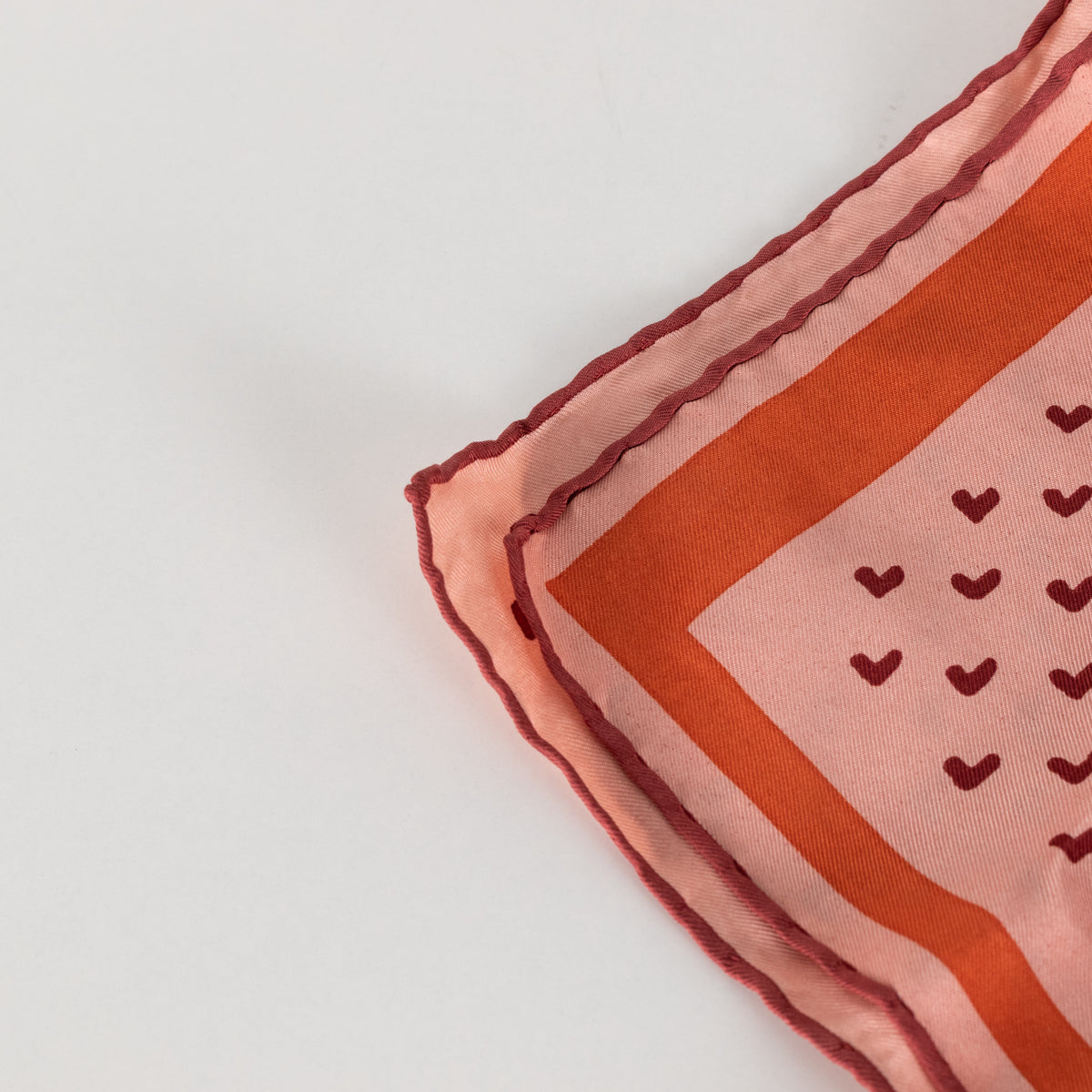 Christian Dior Rose Print Square Silk Scarf