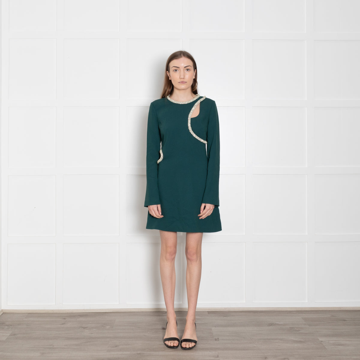 Jonathan Simkhai Green Beaded Mini Dress