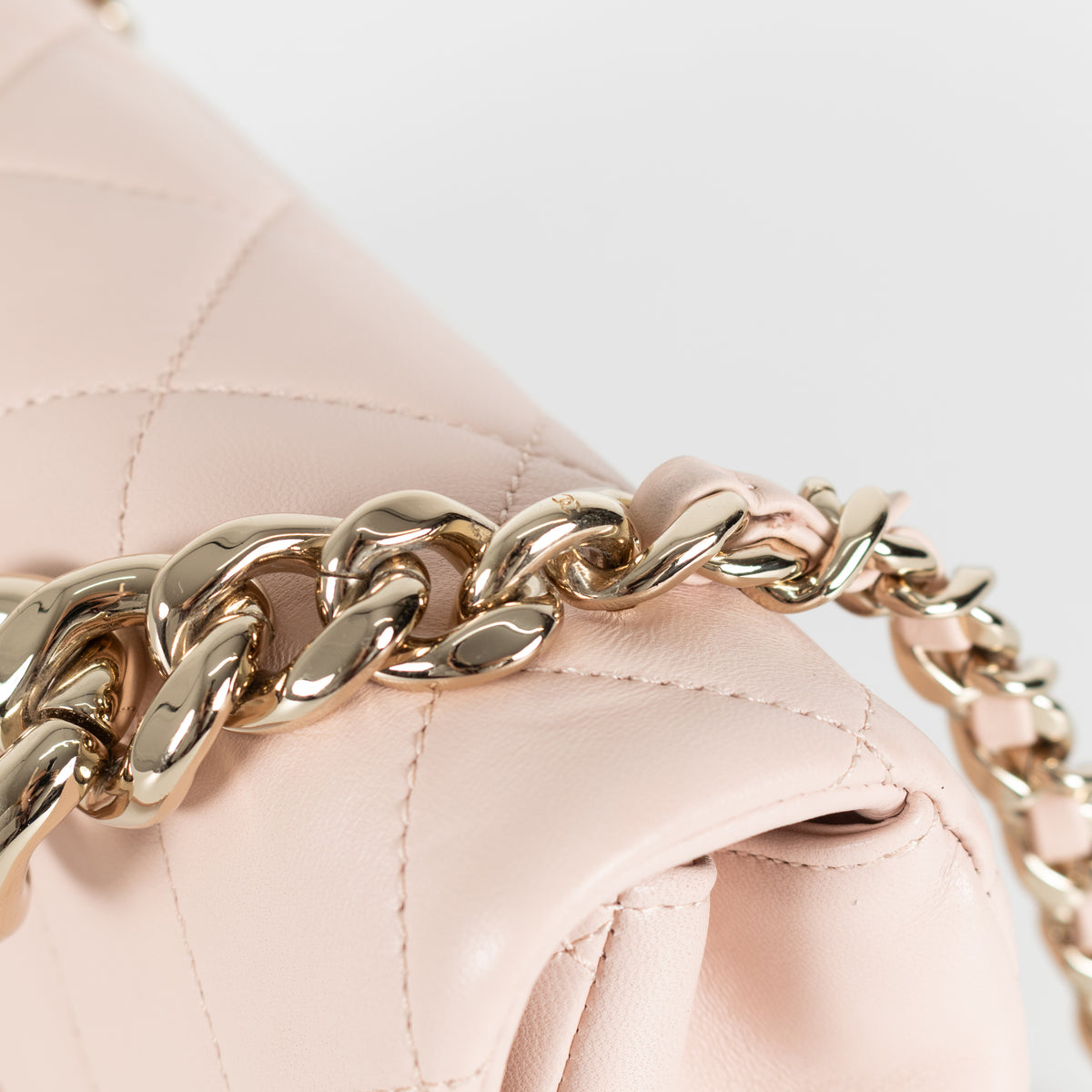 Chanel Beige Pink Leather Bi-Colour Chain Flap Bag