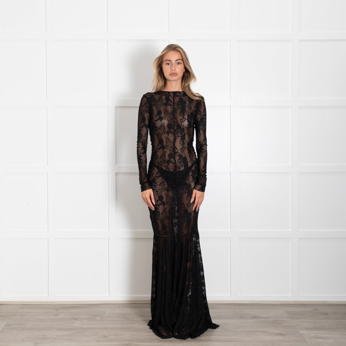 Norma Kamali Black Long Sleeve Fishtail Gown
