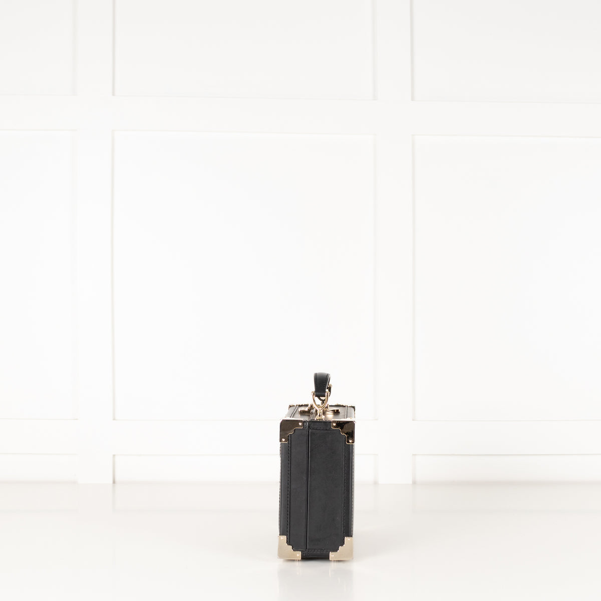 Aspinal Of London Black Leather Trunk Clutch Bag