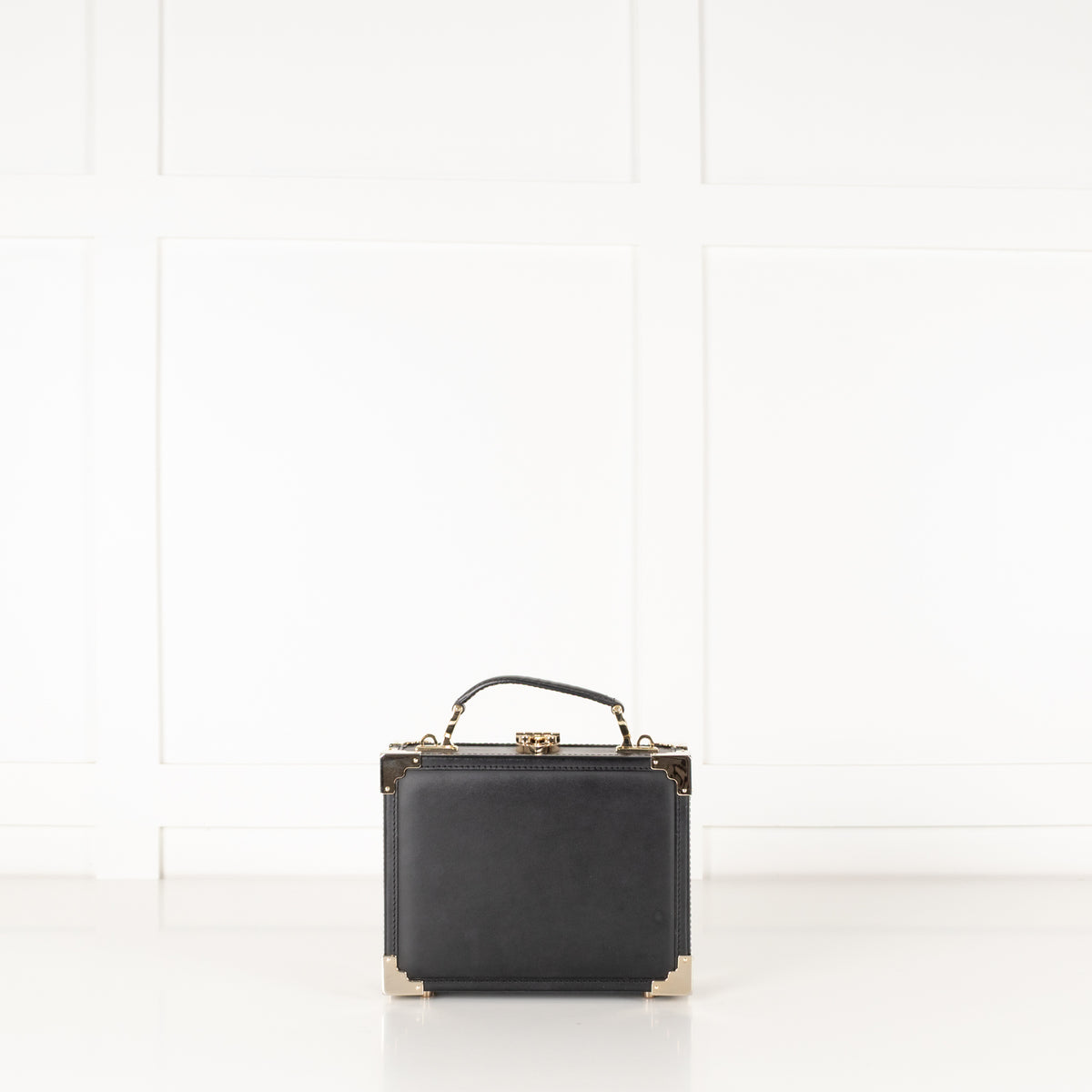 Aspinal Of London Black Leather Trunk Clutch Bag