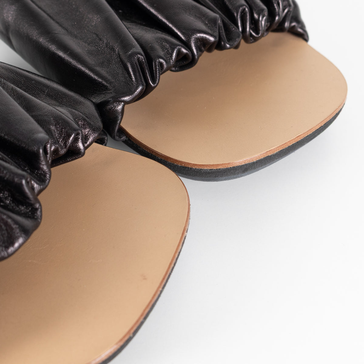 Jil Sander Black Ruffled Leather Sandal