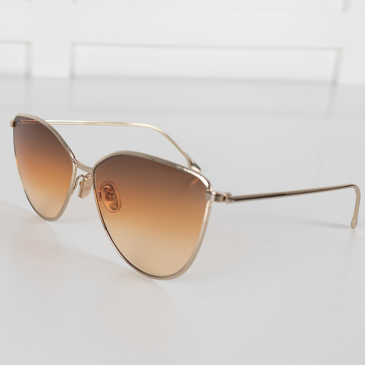 Victoria Beckham Gold Cat Eye Sunglasses With Brown Gradient Lens