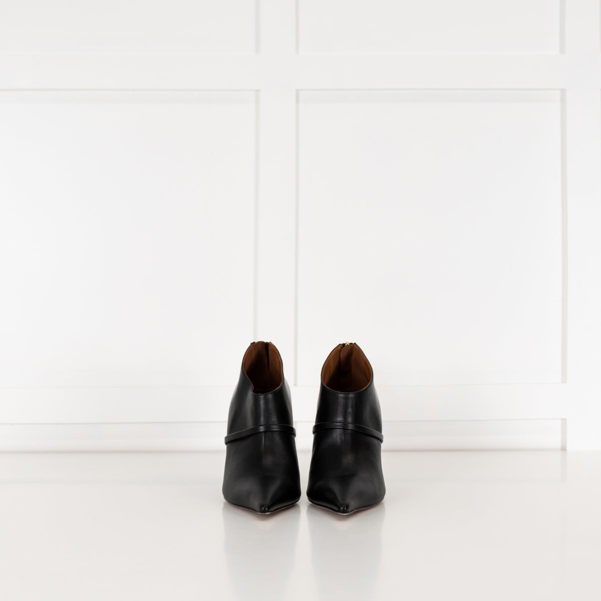 Malone Souliers Black Pointed Toe Ankle Boots with Silver Heel