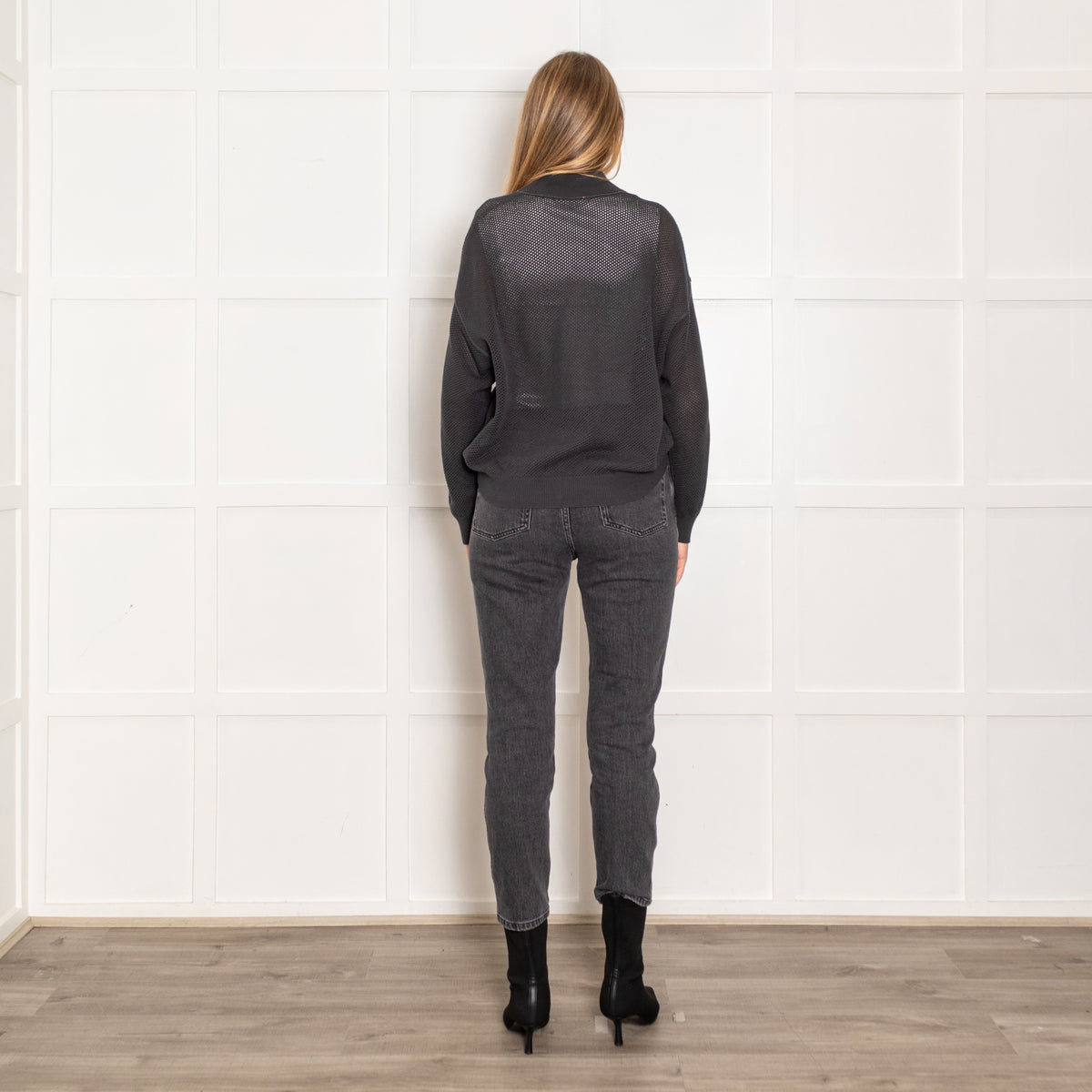 Brunello Cucinelli Grey Net Cotton Bomber Jacket