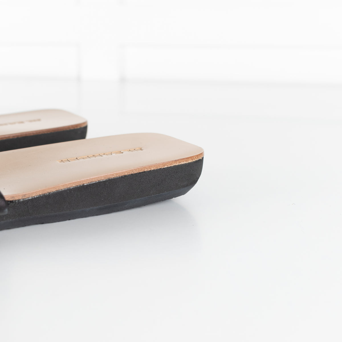 Jil Sander Black Ruffled Leather Sandal