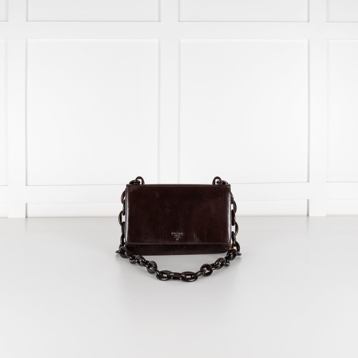 Prada Black Goatskin Leather Madras Swing Bag