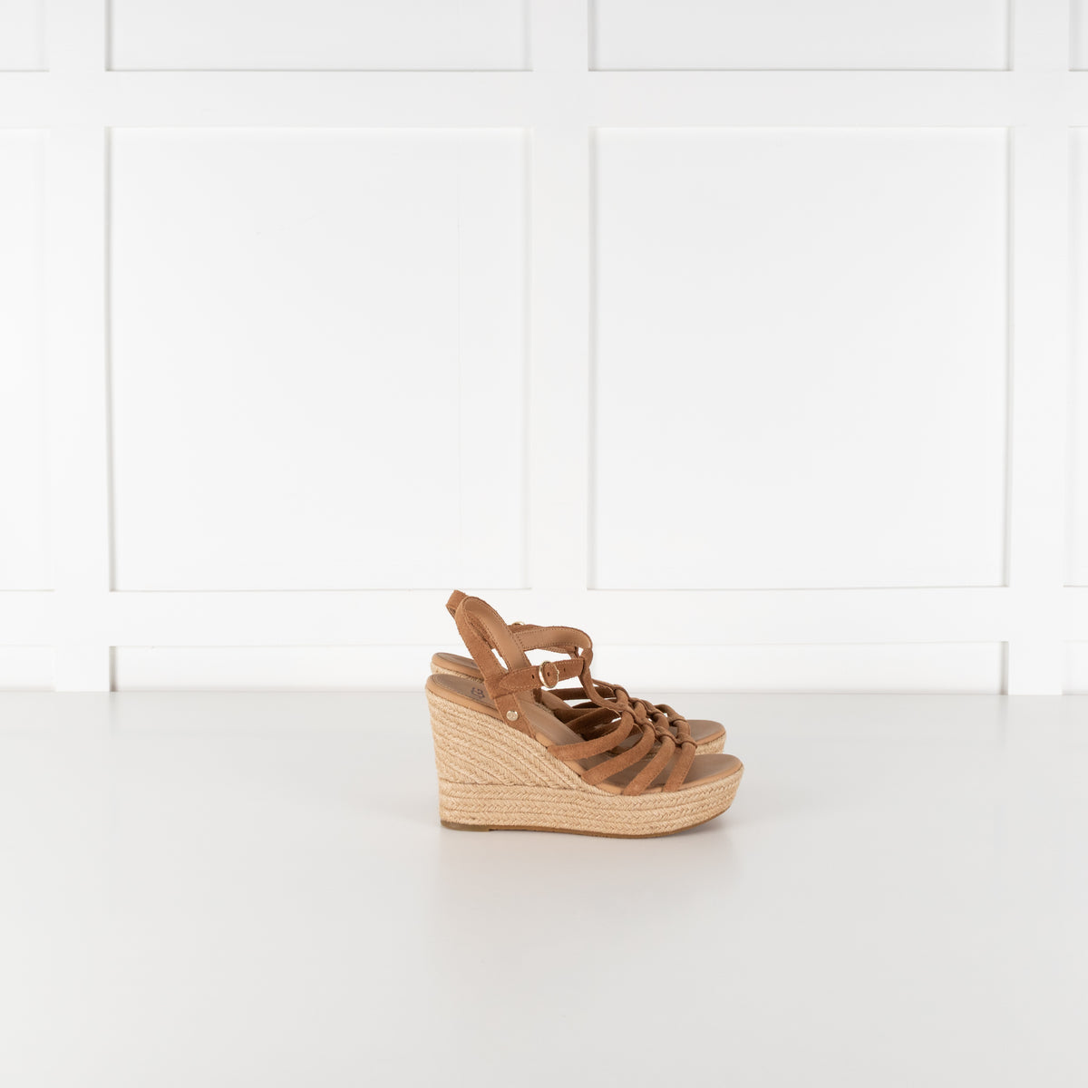 Ugg Tan Brown Suede Strappy Wedge Sandals