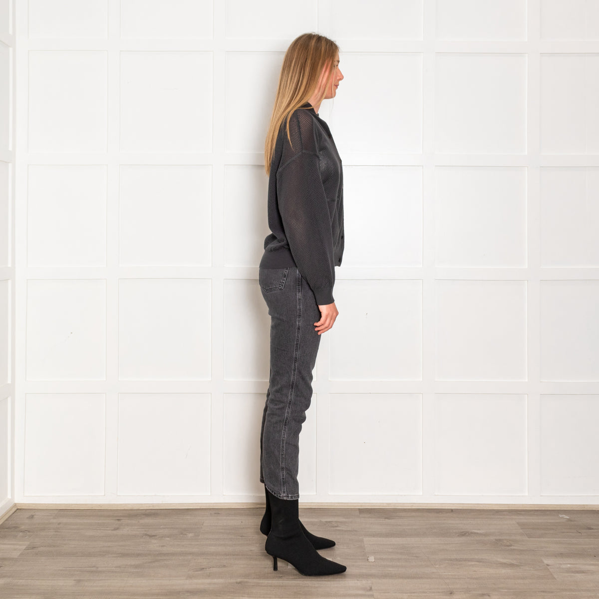 Brunello Cucinelli Grey Net Cotton Bomber Jacket