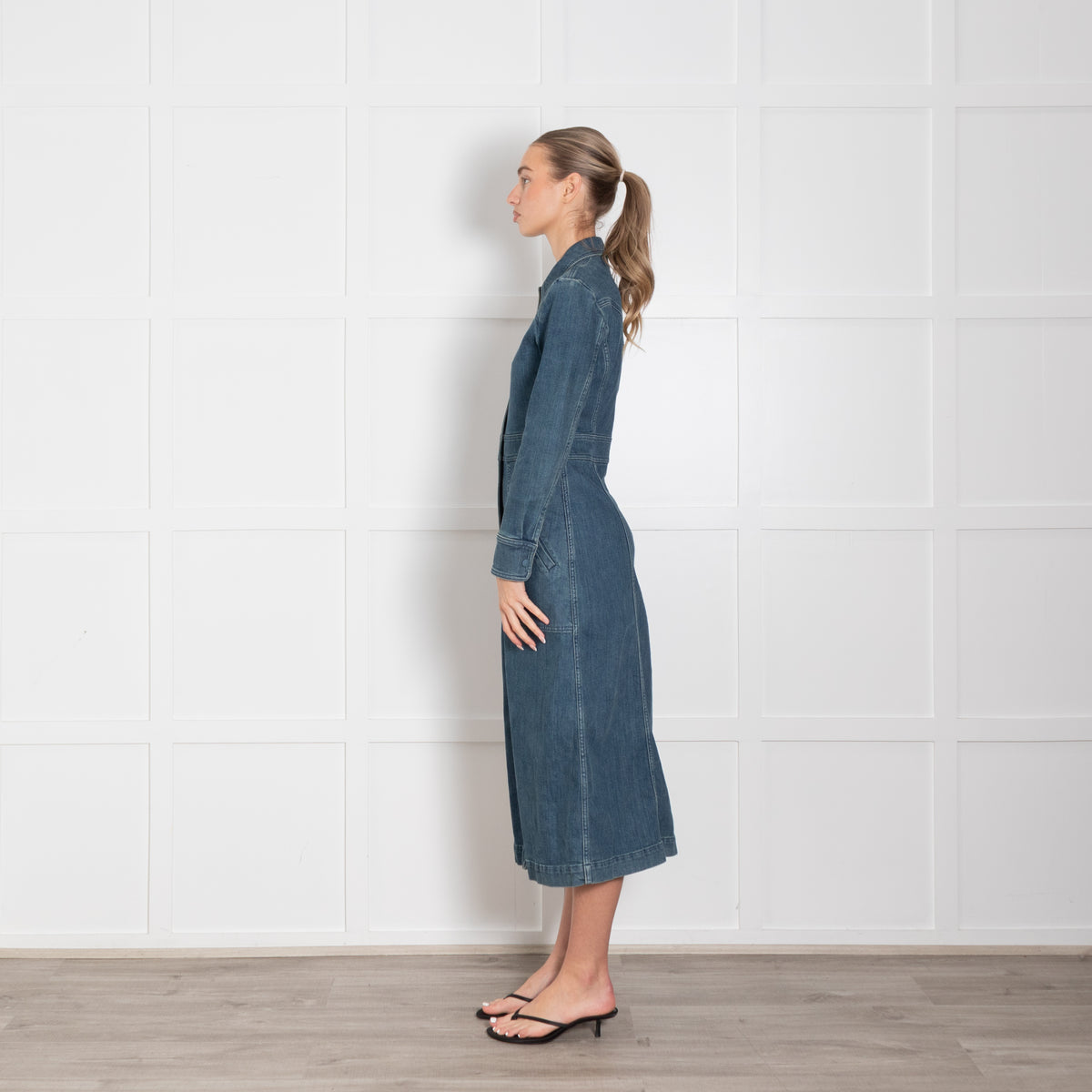 Chloe Blue Denim Long Sleeve Shirt Dress