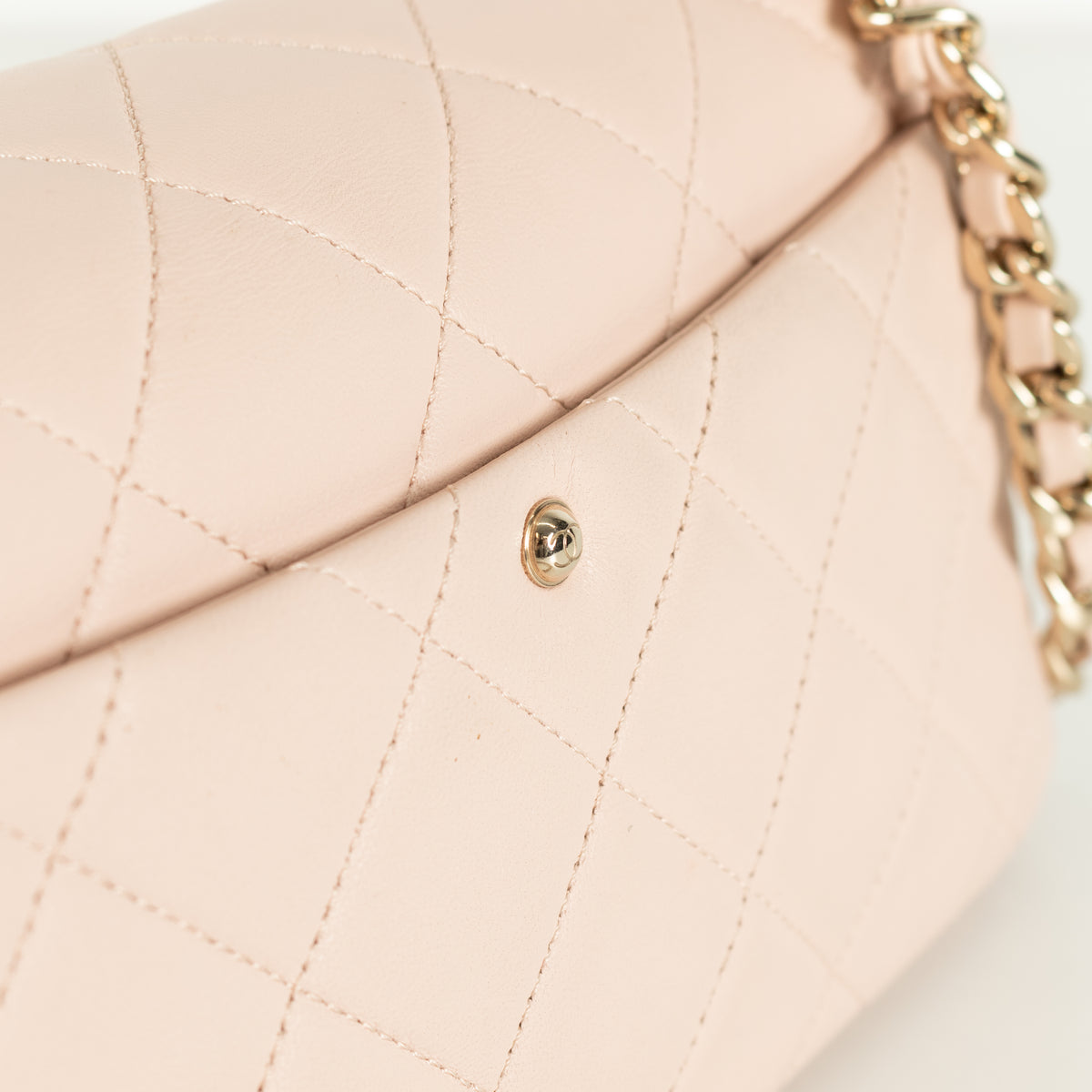 Chanel Beige Pink Leather Bi-Colour Chain Flap Bag