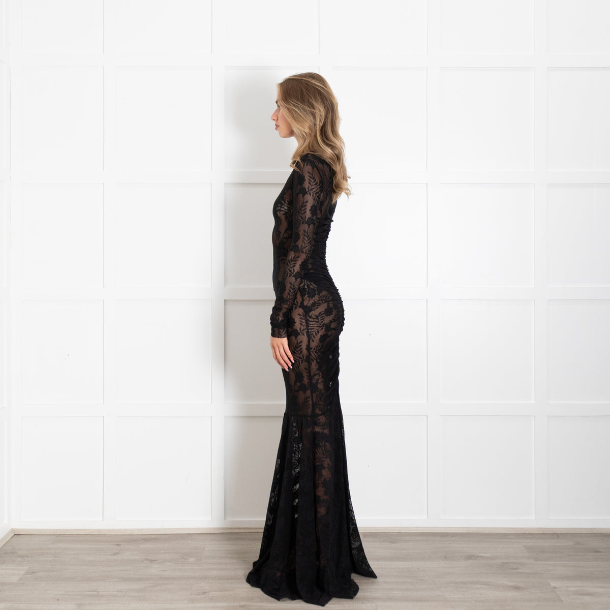 Norma Kamali Black Long Sleeve Fishtail Gown