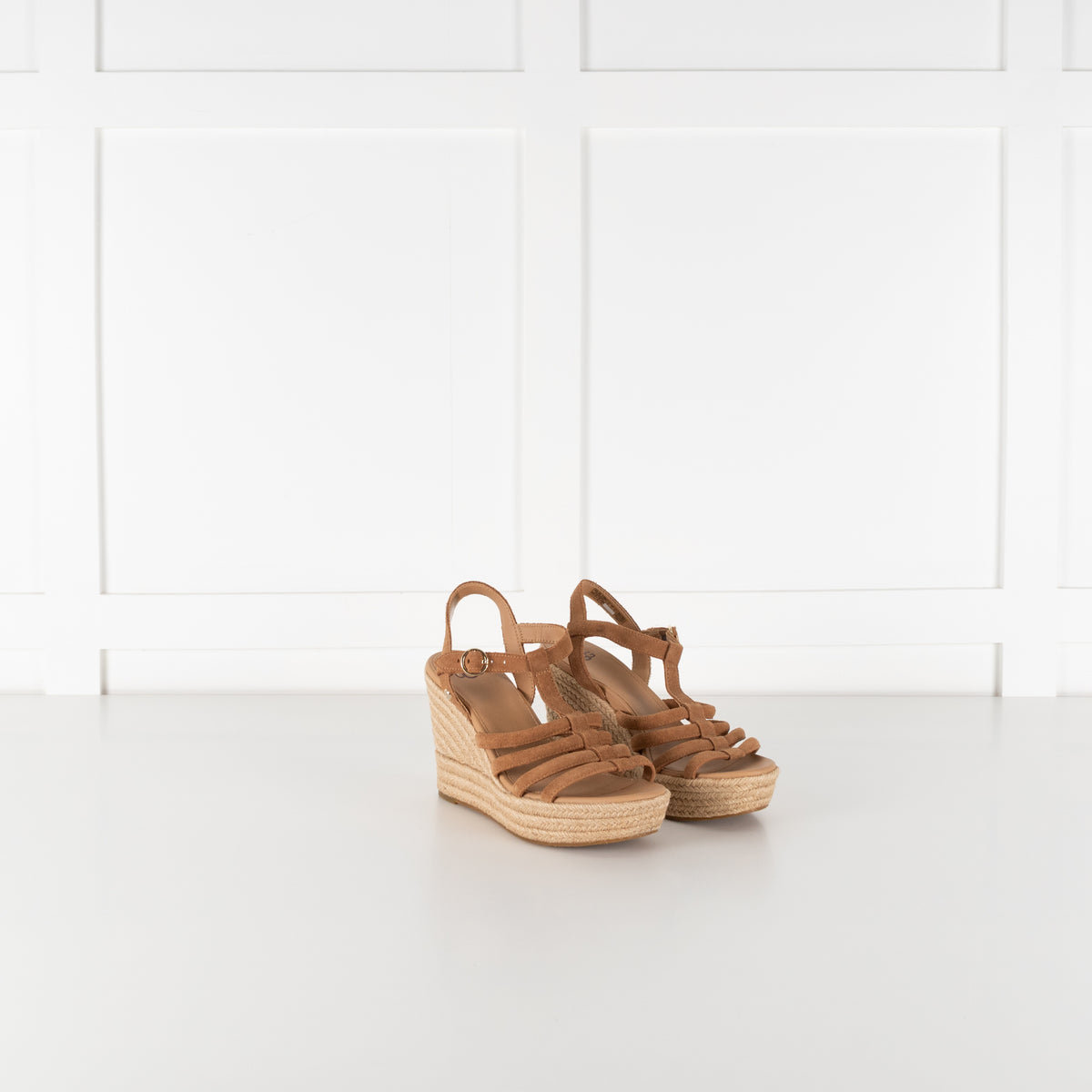 Ugg Tan Brown Suede Strappy Wedge Sandals
