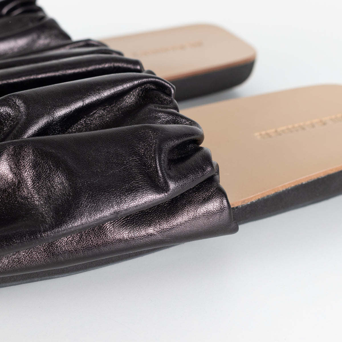 Jil Sander Black Ruffled Leather Sandal