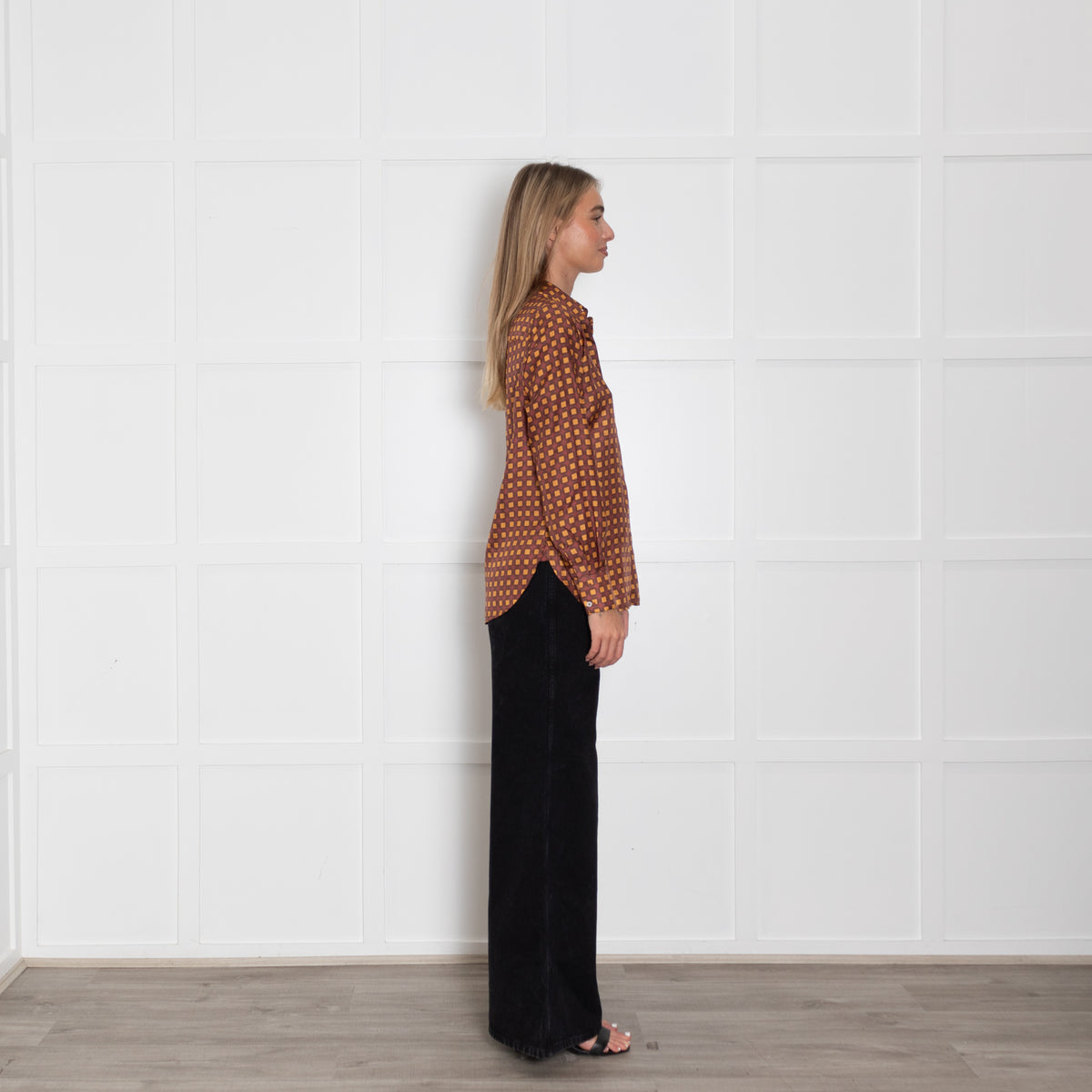 Lisou Burgundy, Yellow Patterned Silk Blouse