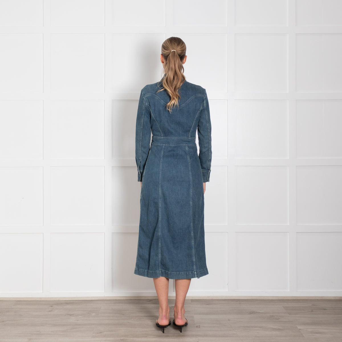 Chloe Blue Denim Long Sleeve Shirt Dress