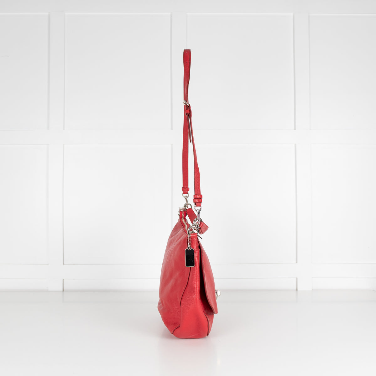 Coach Red Grainy Leather Turnlock Hobo Bag