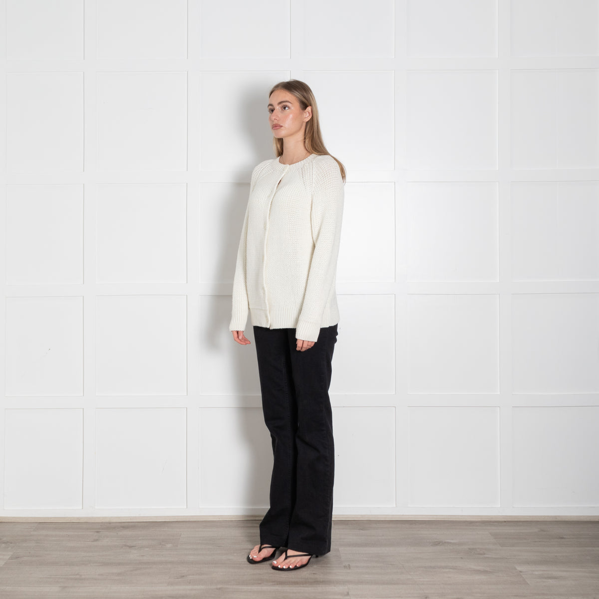 &Daughter White Wool Open Weave Cardigan