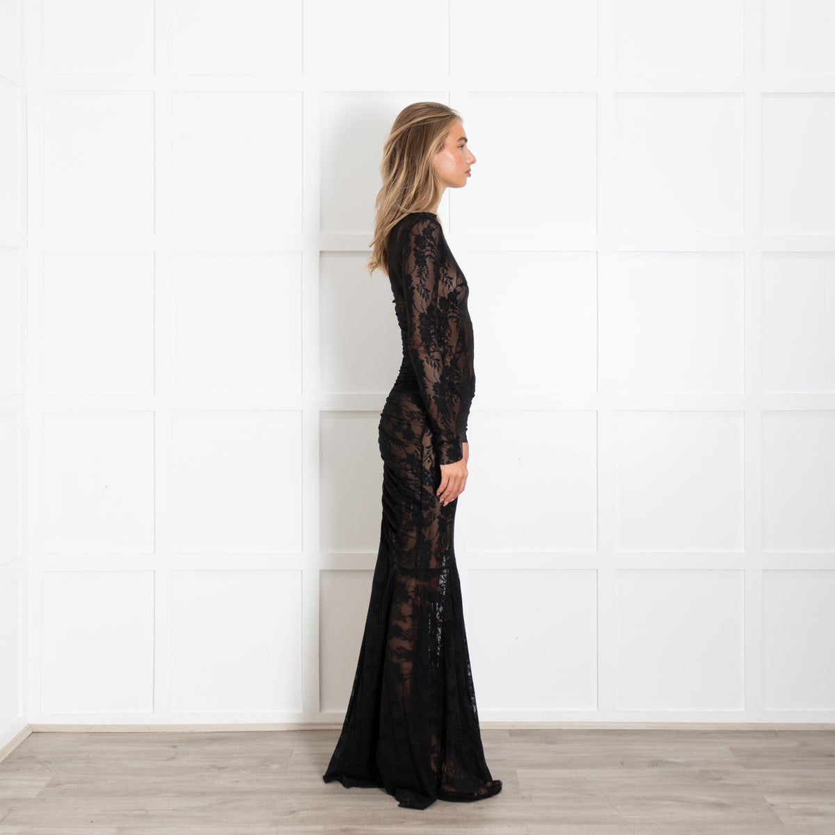 Norma Kamali Black Long Sleeve Fishtail Gown