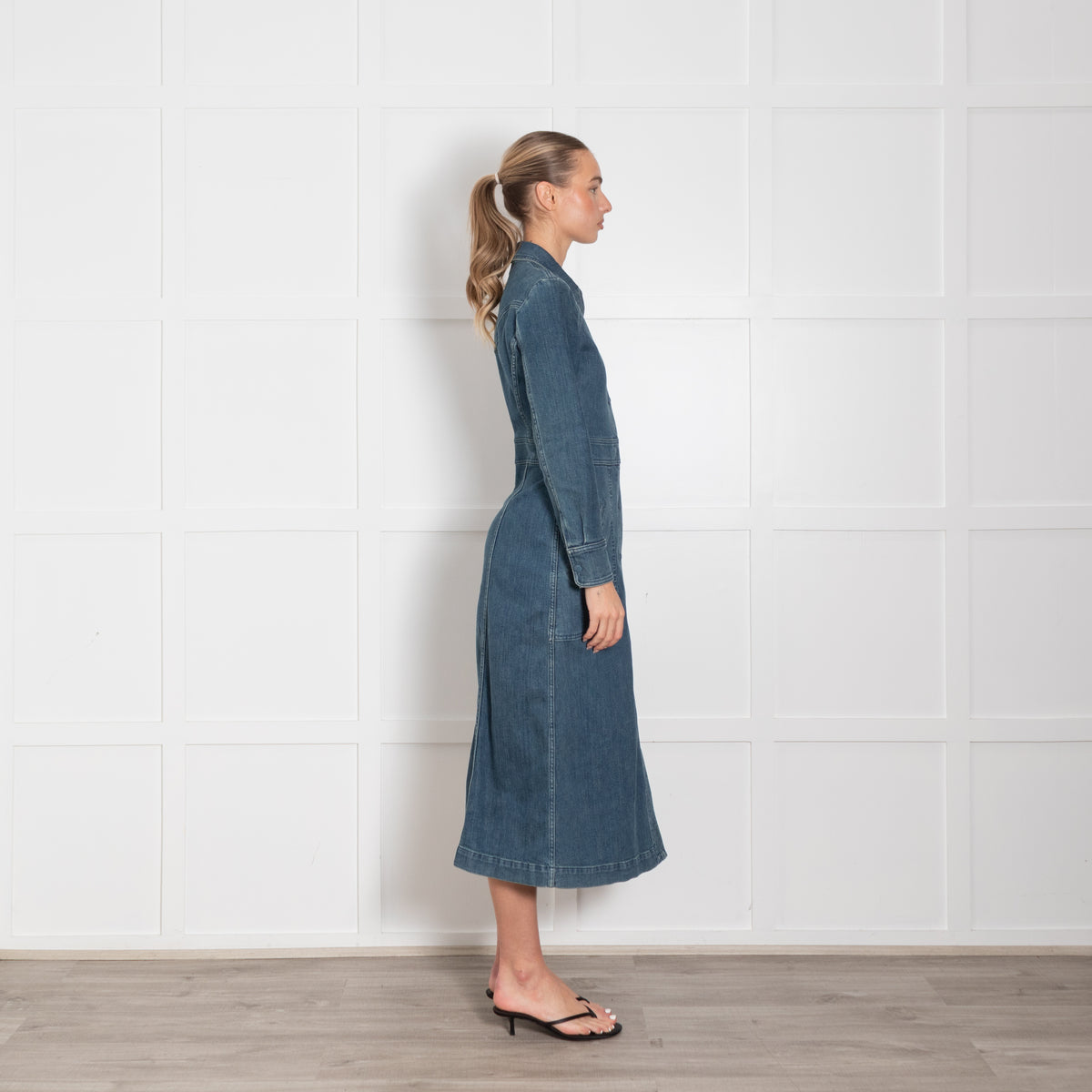 Chloe Blue Denim Long Sleeve Shirt Dress