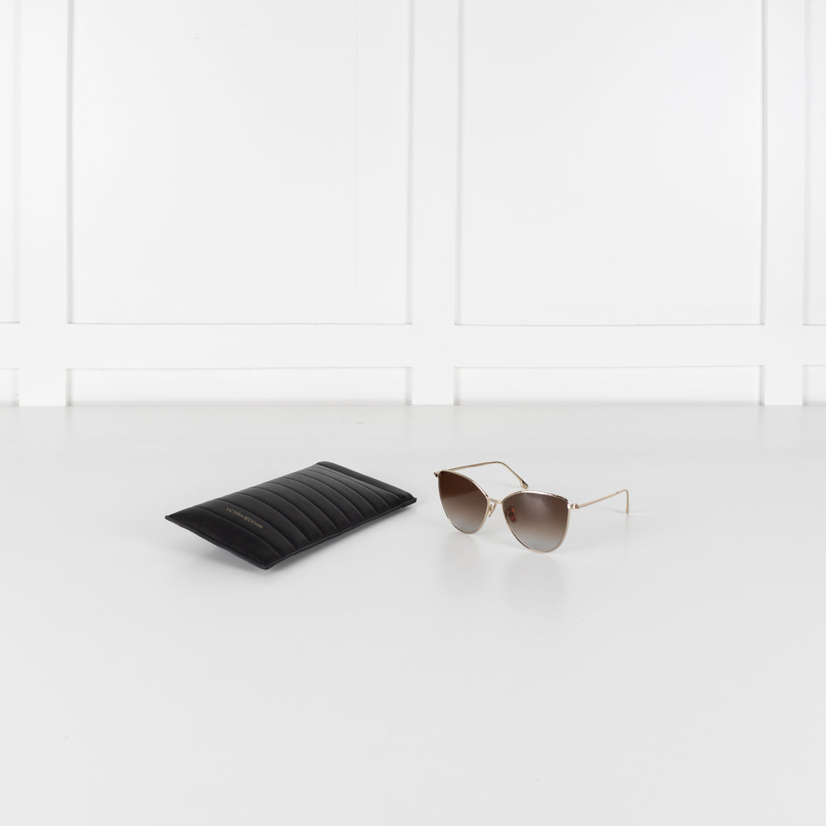 Victoria Beckham Gold Cat Eye Sunglasses With Grey Gradient Lens