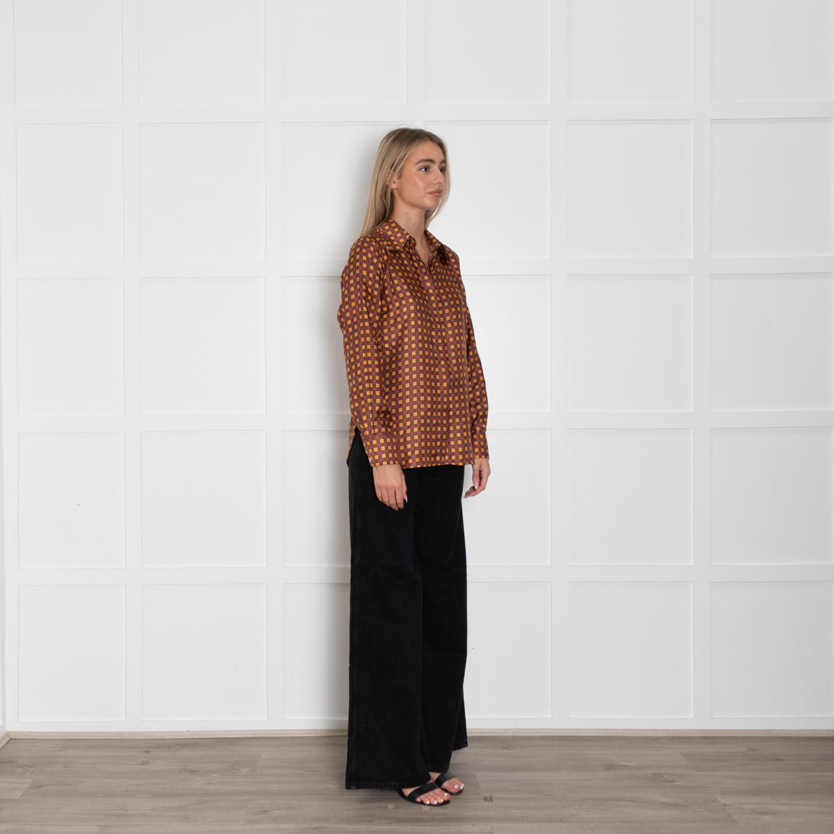 Lisou Burgundy, Yellow Patterned Silk Blouse