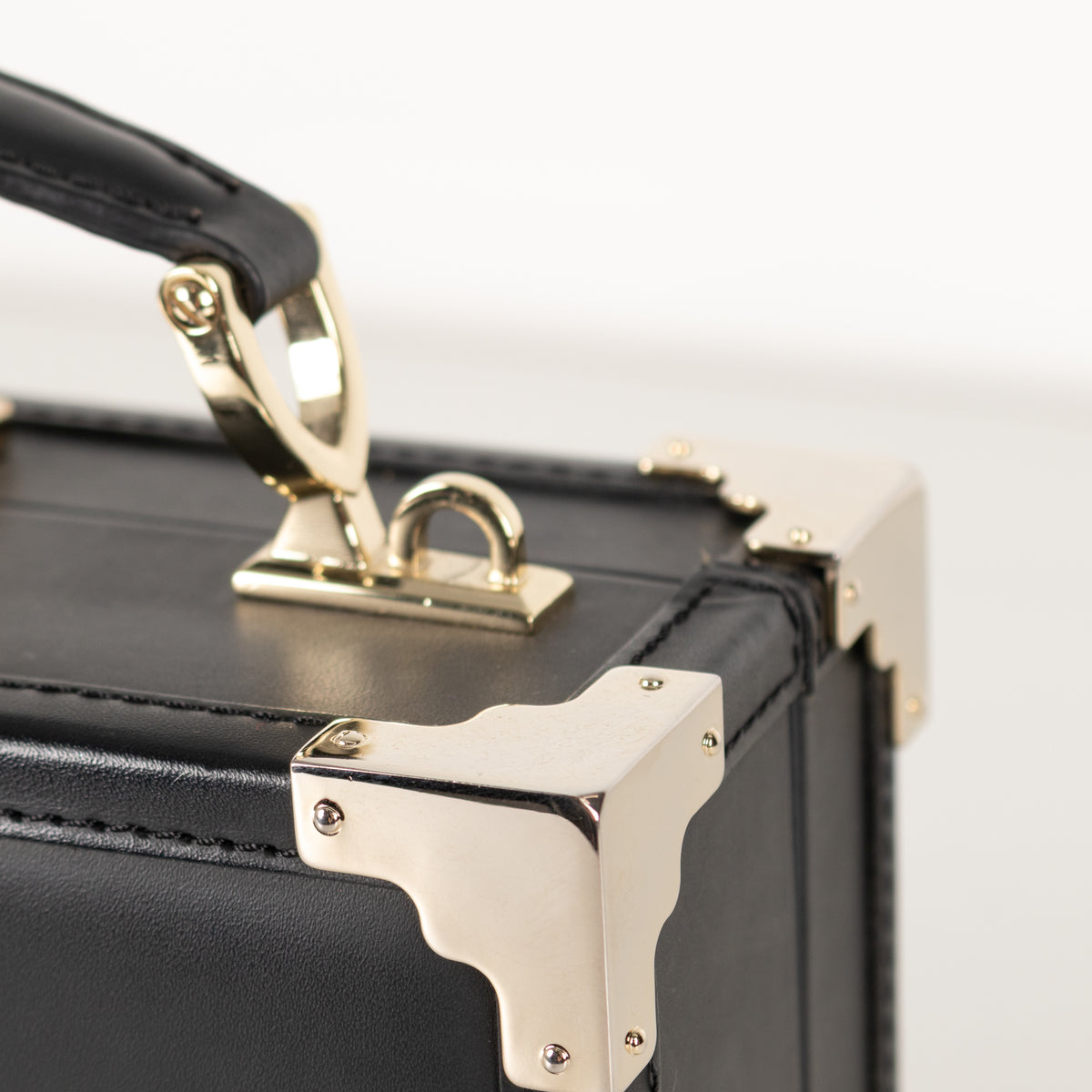 Aspinal Of London Black Leather Trunk Clutch Bag