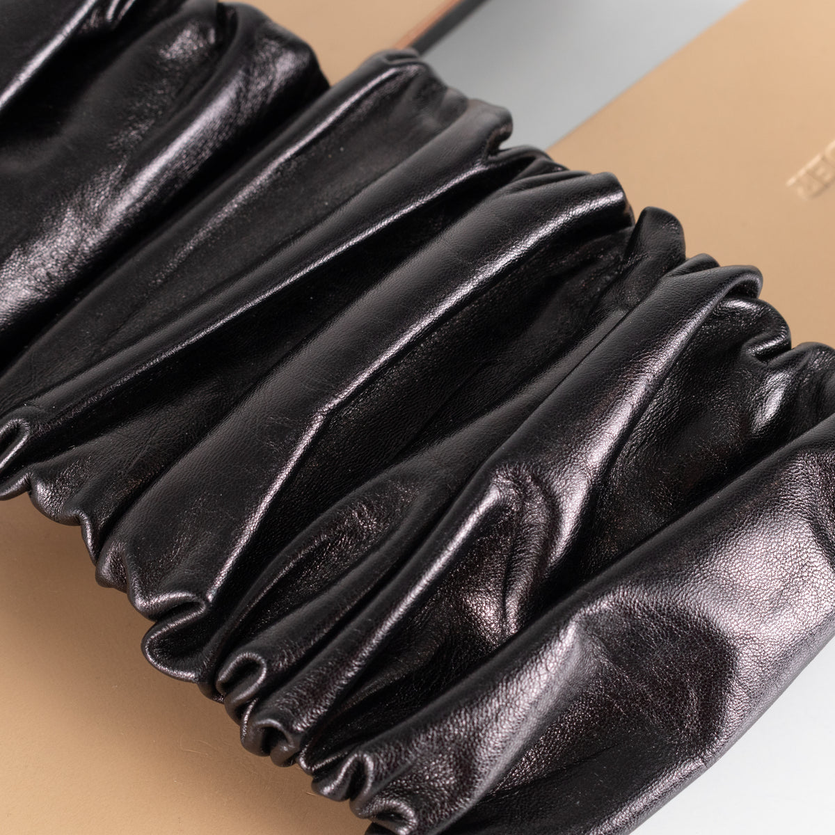 Jil Sander Black Ruffled Leather Sandal