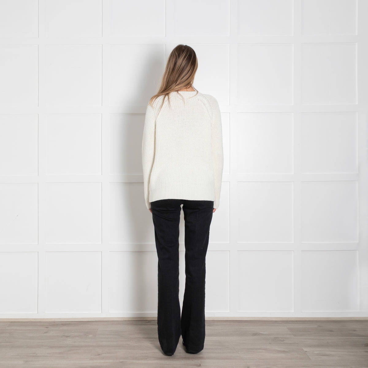 &Daughter White Wool Open Weave Cardigan