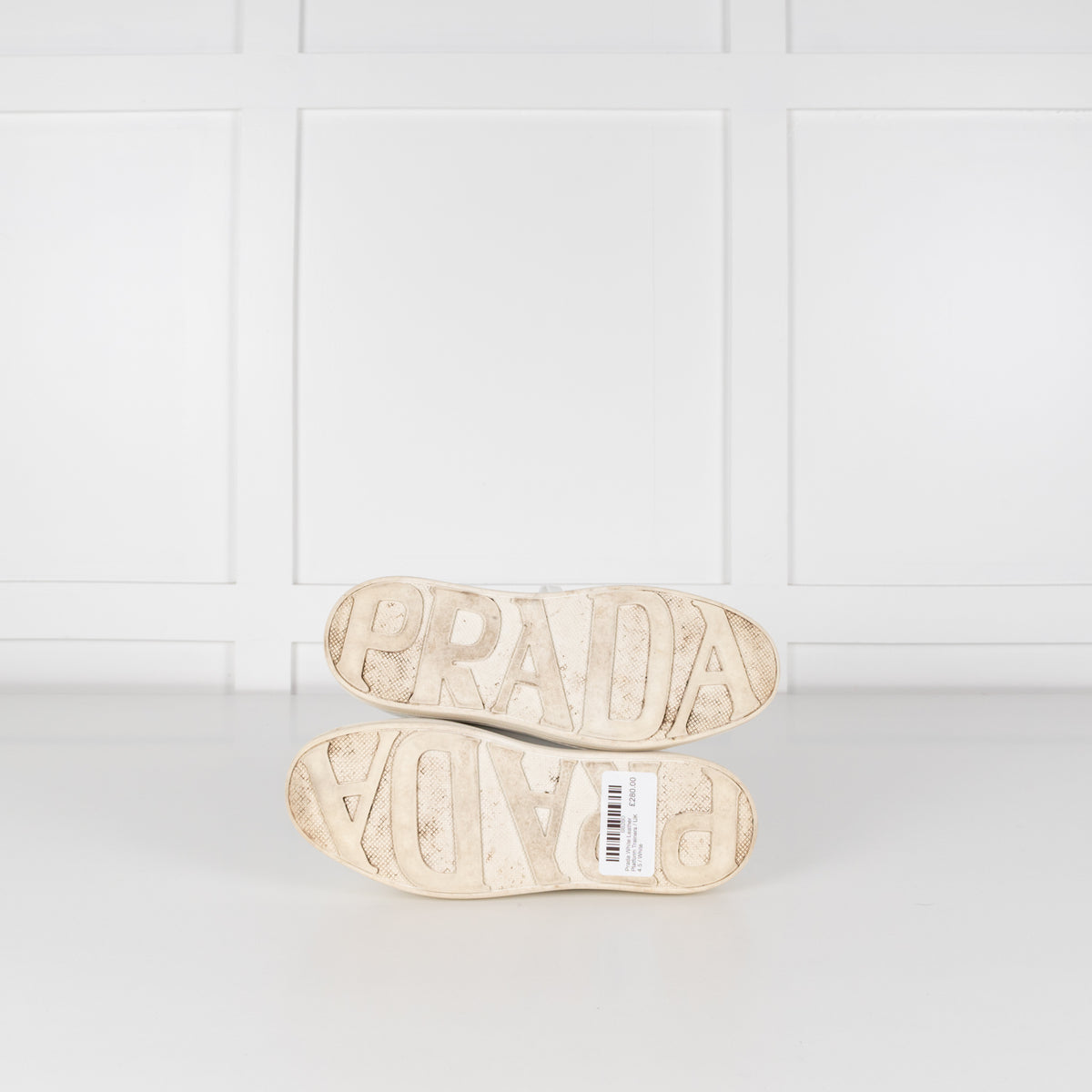 Prada White Leather Platform Trainers