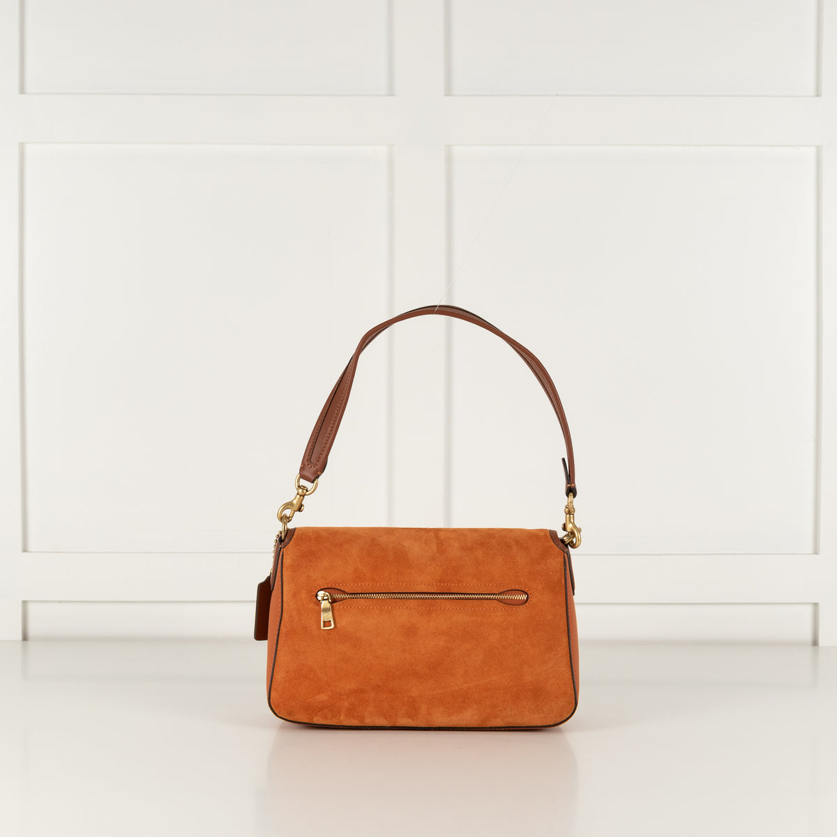 Coach Orange Tabby Suede Leather Handle Shoulder Bag
