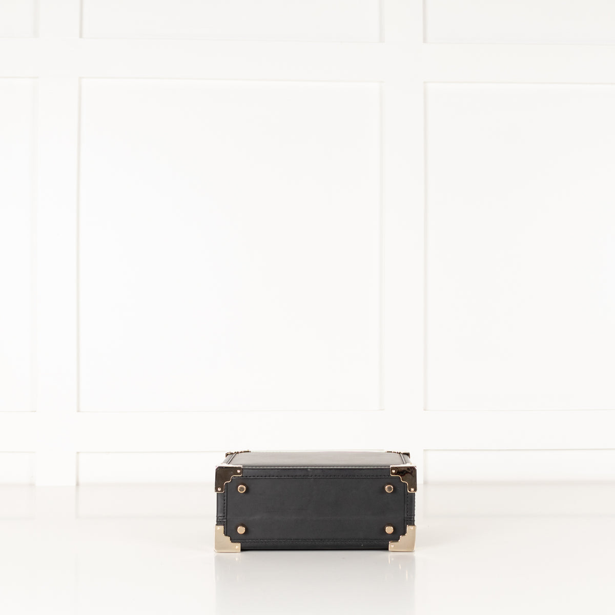 Aspinal Of London Black Leather Trunk Clutch Bag