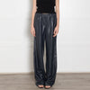 Anine Bing Blue Faux Leather Wide Leg Trousers