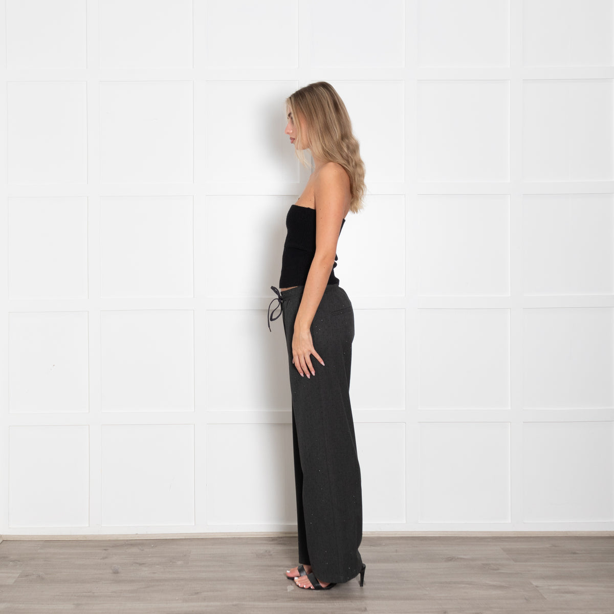 Daniel & Mayer Grey Rhinestone Embellished Trousers