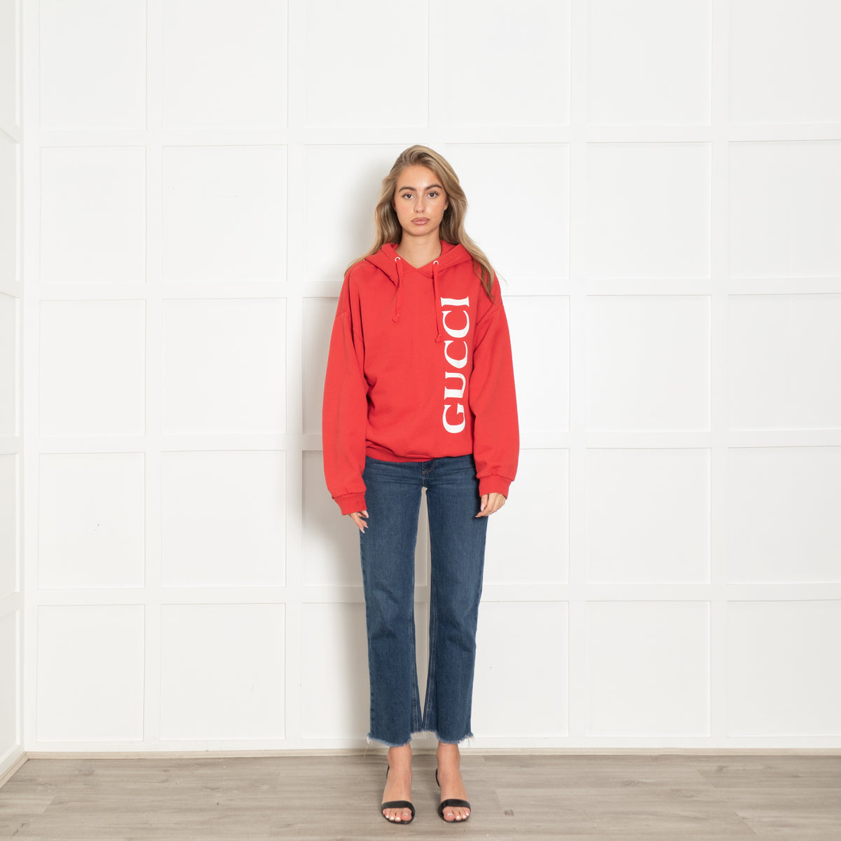 Gucci Red Verticle Logo Hoody