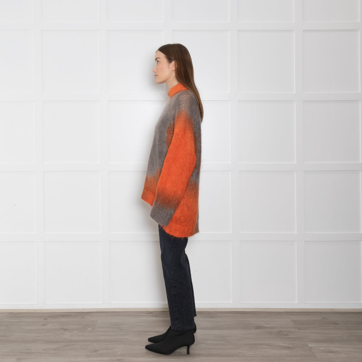 Rabens Saloner Orange and Grey Tie Dye Mohair Jumper
