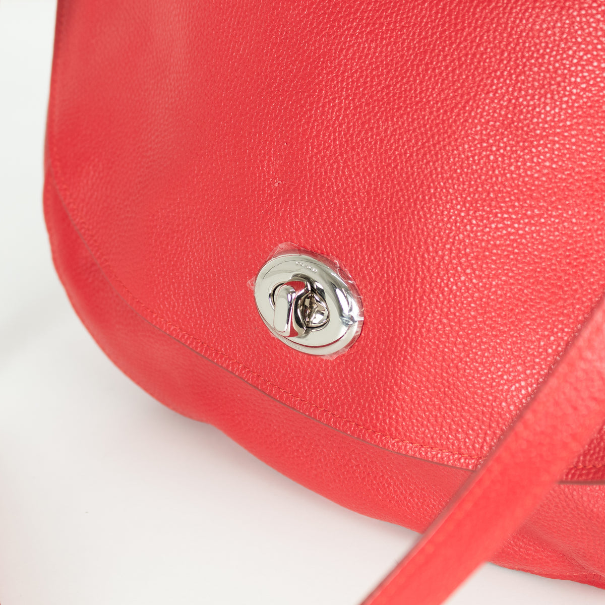 Coach Red Grainy Leather Turnlock Hobo Bag