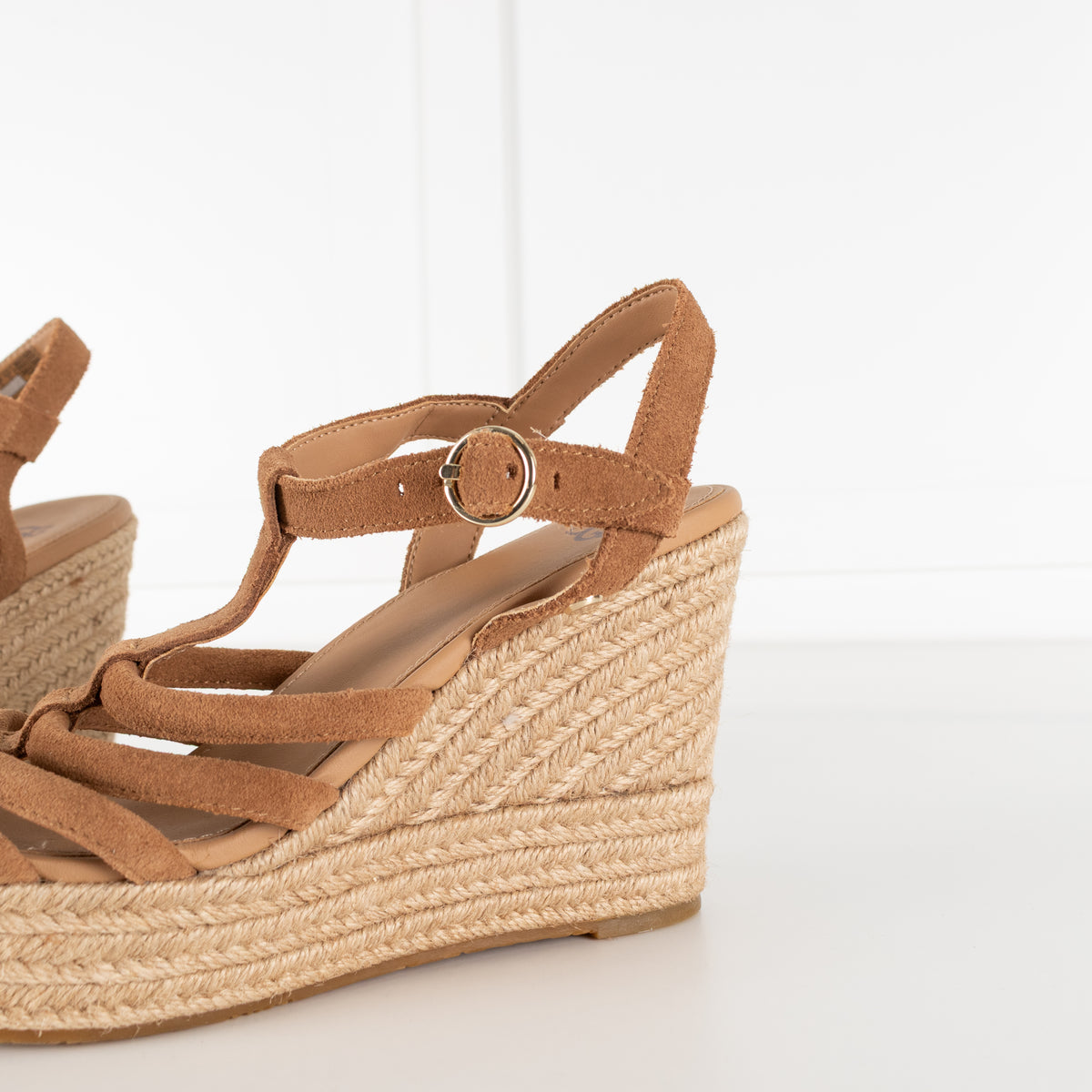 Ugg Tan Brown Suede Strappy Wedge Sandals
