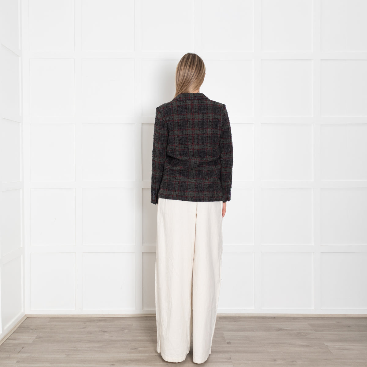 Isabel Marant Dark Grey Green Red Check Wool Blend Blazer