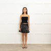 Alice + Olivia Black Lambs Leather Mini Pleated Skirt
