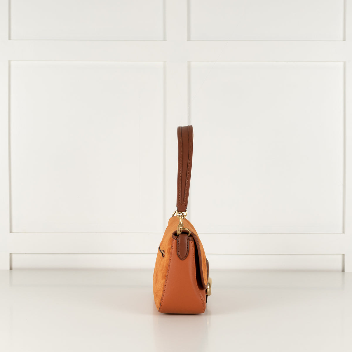 Coach Orange Tabby Suede Leather Handle Shoulder Bag