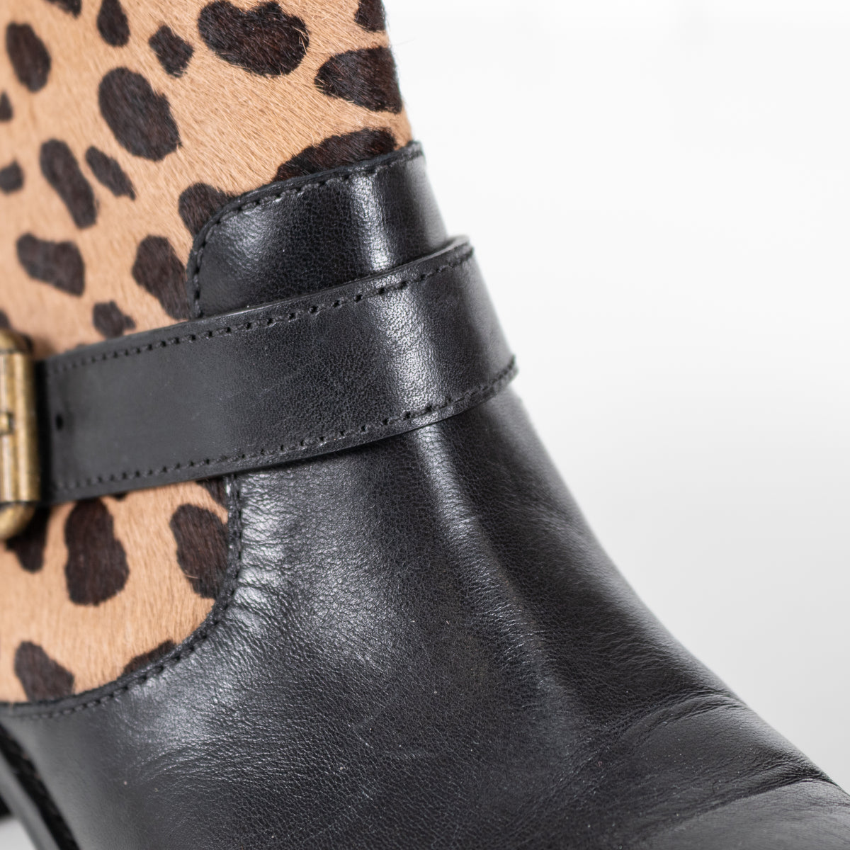 Marc Jacobs Engineer Black Leather & Leopard Print Biker Boots