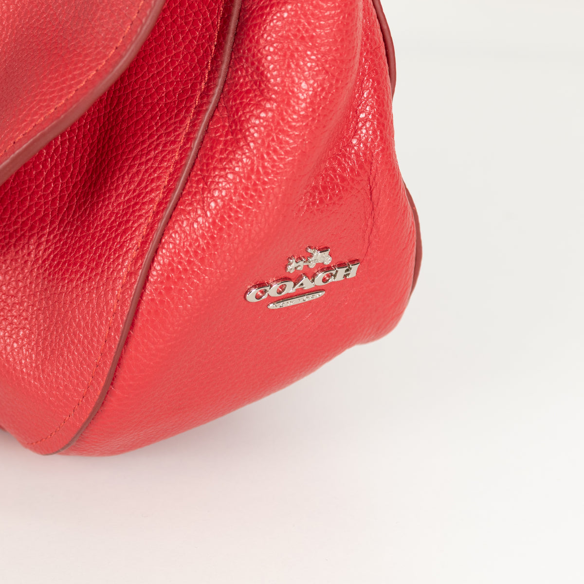 Coach Red Grainy Leather Turnlock Hobo Bag